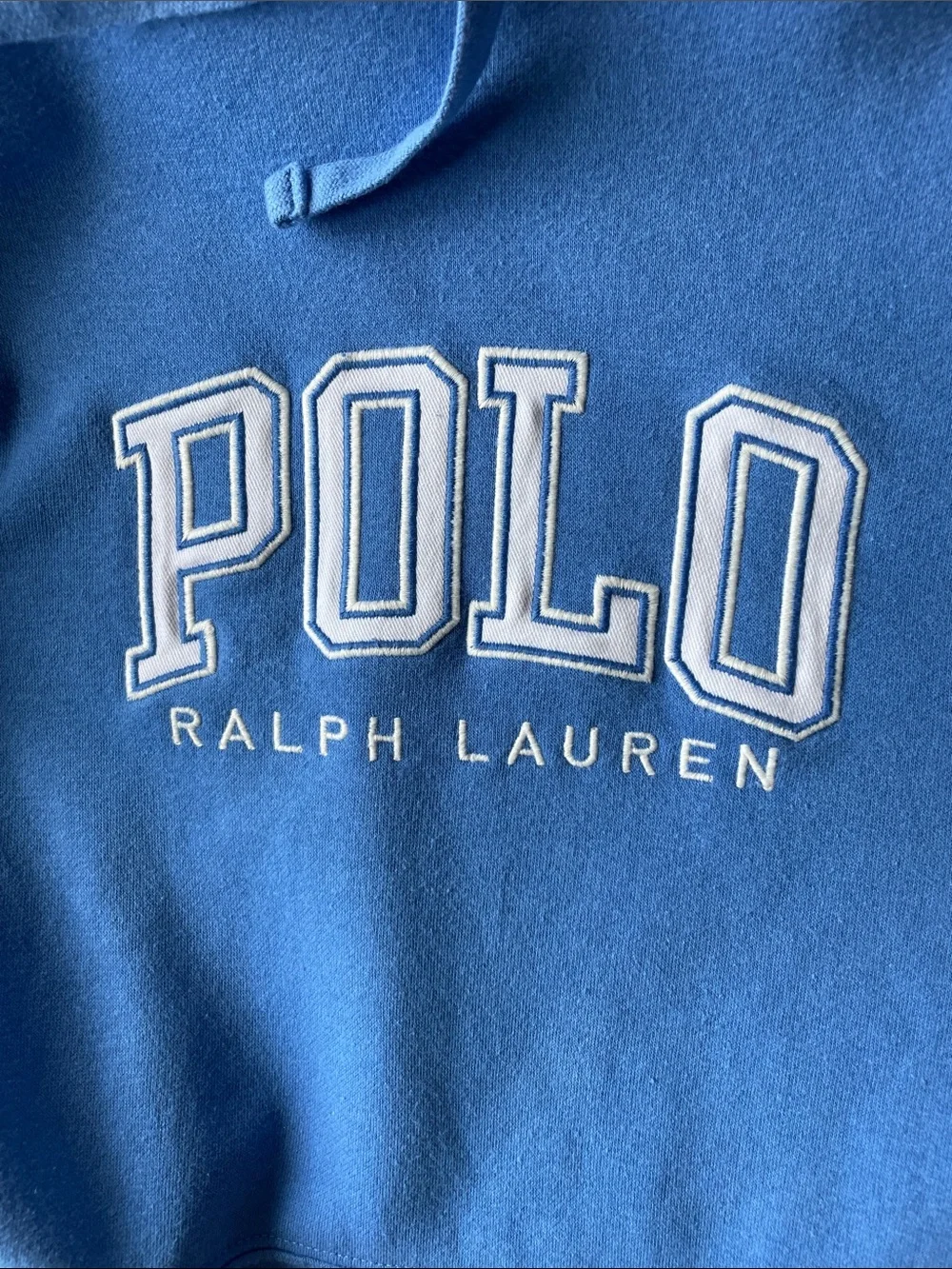 Polo by Ralph Lauren Blue Pullover Hoodie with White Embroidered Logo
